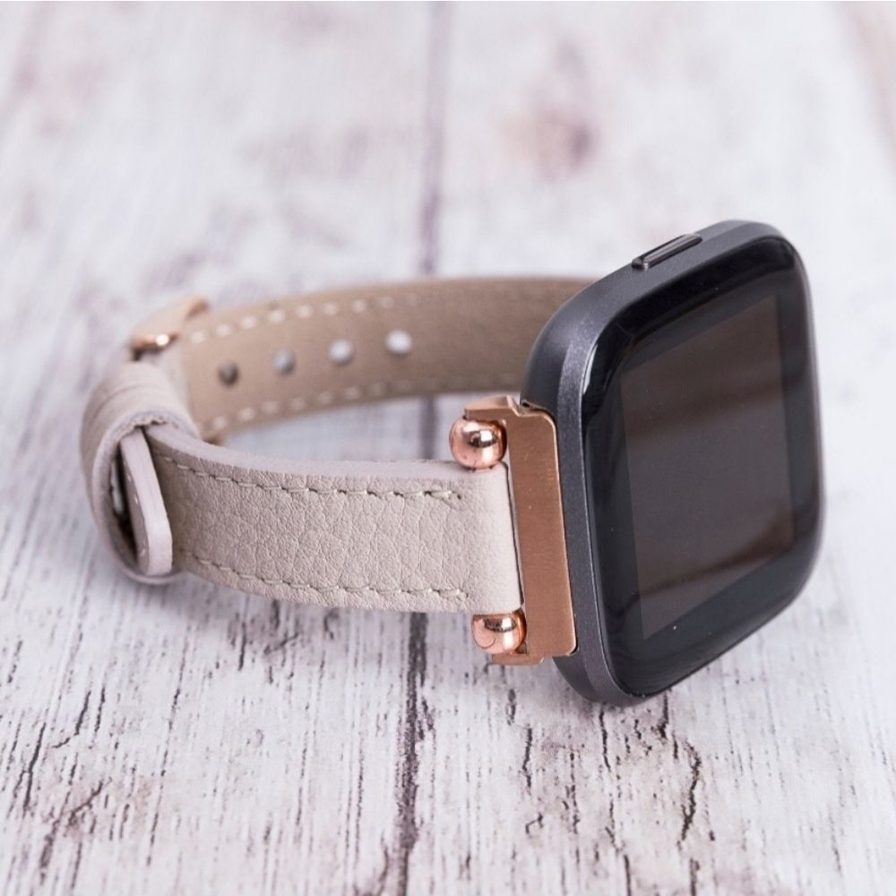 Fitbit Versa 1, 2, 3 & Sense Leather Band Beige